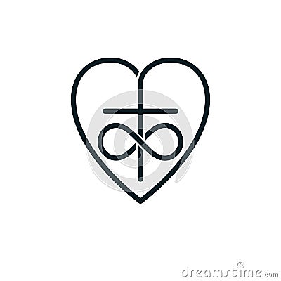 Immortal Love of God conceptual symbol combined with infinity lo Vector Illustration