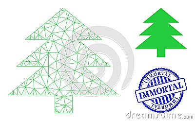 Immortal Textured Seal and Web Mesh Fir Tree Vector Icon Vector Illustration