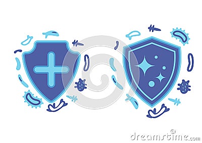 Immune guard. Healthy bacteria, virus protection. Stop virus. Antibacterial protection or immune system icon. Boost Immunity with Vector Illustration