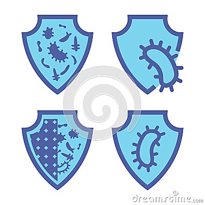 Immune guard. Healthy bacteria, virus protection. Stop virus. Antibacterial protection or immune system icon. Hygienic medical Vector Illustration