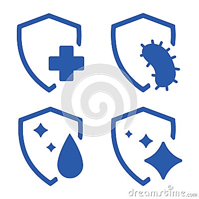 Immune guard. Healthy bacteria, virus protection. Stop virus. Antibacterial protection or immune system icon. Hygienic medical Vector Illustration