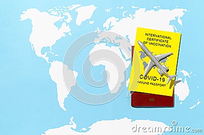 Immune passport, as proof vaccinated against Covid-19, a requirement for international travel Stock Photo