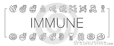 Immune System Disease And Treat Icons Set Vector . Vector Illustration