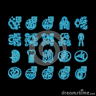 Immune System Disease And Treat neon glow icon illustration Vector Illustration