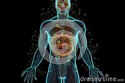 The immune system. Immunity. Natural protection of the human body against external factors, bacteria, viruses, various Stock Photo