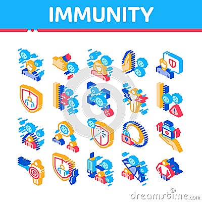 Immunity Human Biological Defense Icons Set Vector Vector Illustration