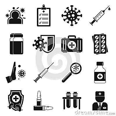 Immunization icons set, simple style Vector Illustration