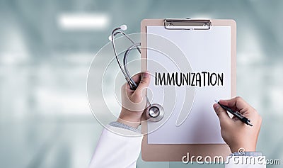 IMMUNIZATION Immune System as medical concept , Syringe. Immun Stock Photo