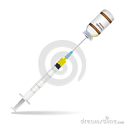 Immunization, Varicella Vaccine Syringe Contain Some Injection And Injection Bottle Isolated On A White Background Vector Illustration