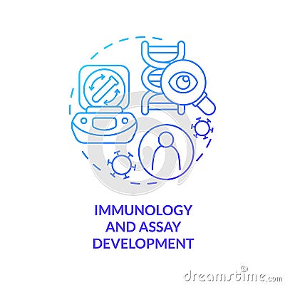 Immunology and assay development blue gradient concept icon Vector Illustration