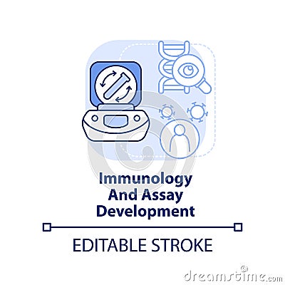 Immunology and assay development light blue concept icon Vector Illustration