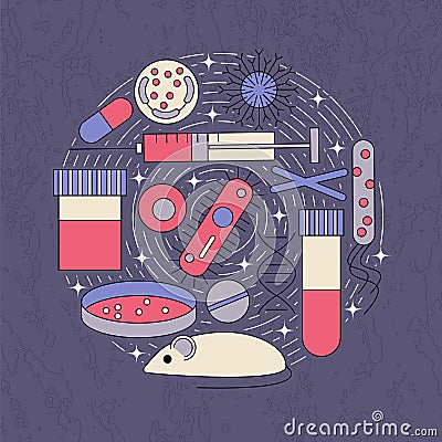 Immunology research icons Vector Illustration