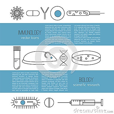 Immunology research icons Vector Illustration