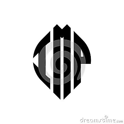 IMP circle letter logo design with circle and ellipse shape. IMP ellipse letters with typographic style. The three initials form a Vector Illustration