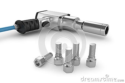 Impact air wrench and bolts Stock Photo