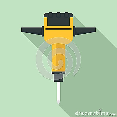 Impact rock drill icon, flat style Vector Illustration