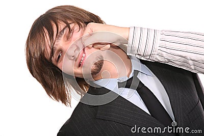 Impact on the young businessman Stock Photo