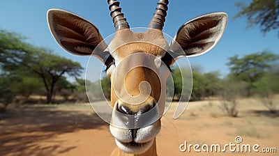 Impala ram starring at the camera. generative ai Stock Photo