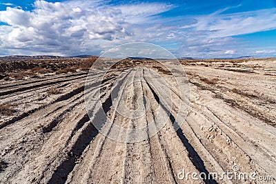 Impassable dirt off road, deep track Stock Photo