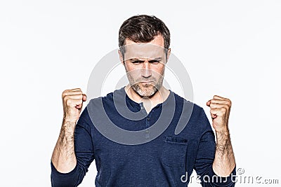 Impatient childish man pouting for grumpy exasperation or tensed refusal Stock Photo