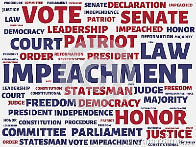 IMPEACHMENT - image with words associated with the topic IMPEACHMENT, word cloud, cube, letter, image, illustration Cartoon Illustration