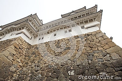 Impenetrable wall of the Himeji Castle, Japan Stock Photo