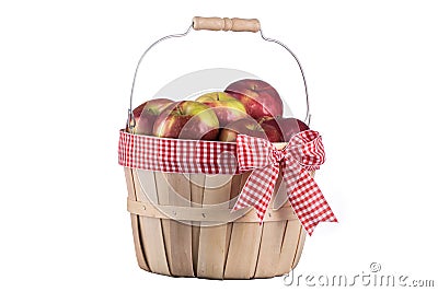 Imperfect apples basket isolated on white background Stock Photo