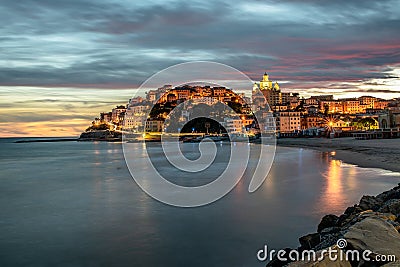 Imperia Porto Maurizio at sunset Stock Photo