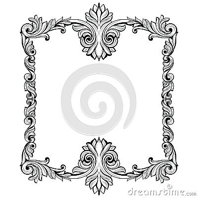 Imperial Baroque Mirror frame. Vector French Luxury rich intricate ornaments and crystals. Victorian Royal Style decor Vector Illustration