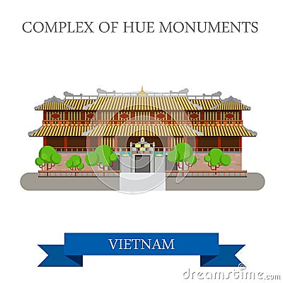 Imperial City aka Complex of Hue Monuments in Vietnam attraction Vector Illustration