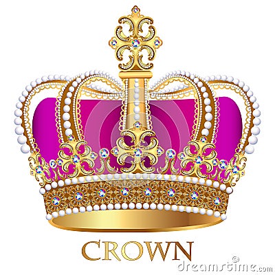 imperial crown with jewels on a white background Vector Illustration