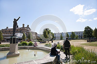 The Imperial Gardens with the statue of Gustav Holst in Cheltenham, Gloucestershire, United Kingdom Editorial Stock Photo