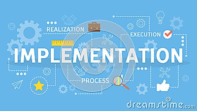 Implement idea into business process. Strategy and development Vector Illustration