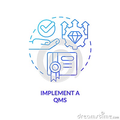 Implement QMS blue gradient concept icon Vector Illustration