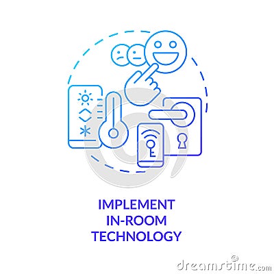 Implement in-room technology blue gradient concept icon Vector Illustration
