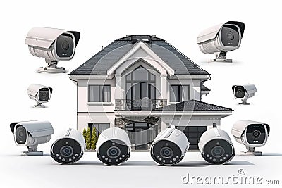 Implement security networks in your home with high-definition cameras, ensuring comprehensive surveillance and protection with mon Cartoon Illustration