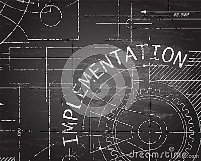 Implementation Blackboard Machine Vector Illustration