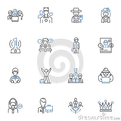 Implementation execution line icons collection. Implementation, Execution, Launch, Integration, Deployment, Rollout Vector Illustration
