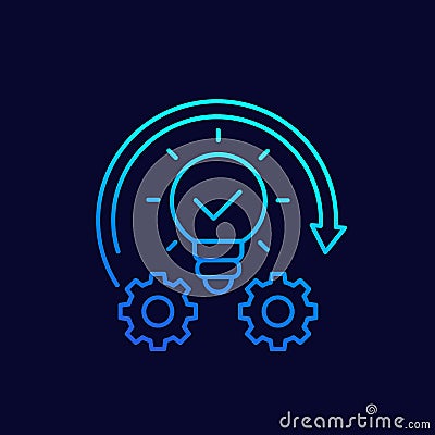 Implementation or idea execution line vector icon Stock Photo