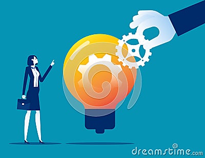 Implementation process or innovation integration work. Improvement execution and optimization management Vector Illustration