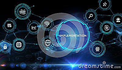 IMPLEMENTATION, web technology concept. Business, Technology, Internet and network concept Stock Photo