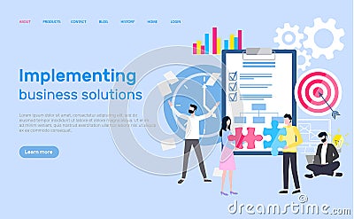 Implementing Business Solution Web Development Vector Illustration