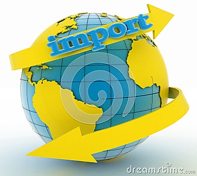 Import arrow around earth for business. Direction concept Cartoon Illustration