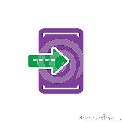 Import, enter colorful icon, vector flat sign. Vector Illustration