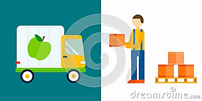 Import export fruits truck vector illustration. Vector Illustration