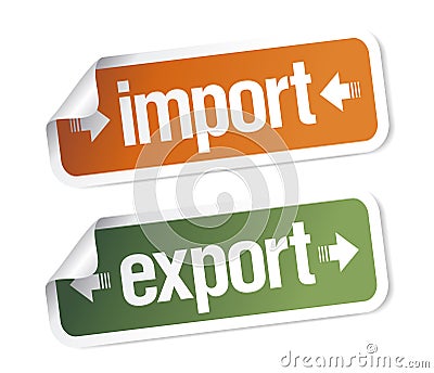 Import and export stickers Vector Illustration