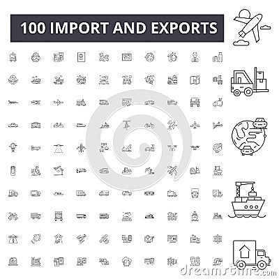 Import and exports line icons, signs, vector set, outline illustration concept Vector Illustration