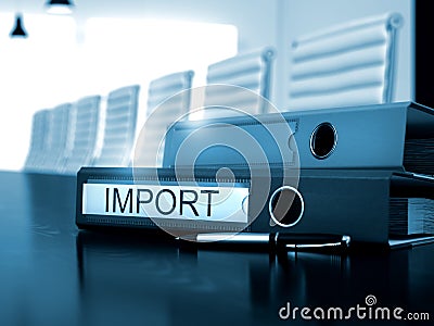 Import on File Folder. Toned Image. 3D Render. Stock Photo
