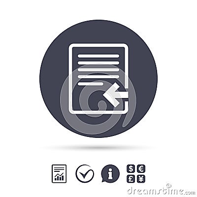 Import file icon. File document symbol. Vector Illustration
