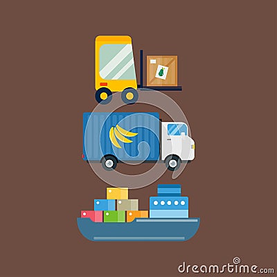 Import fruits delivery transport vector illustration. Vector Illustration